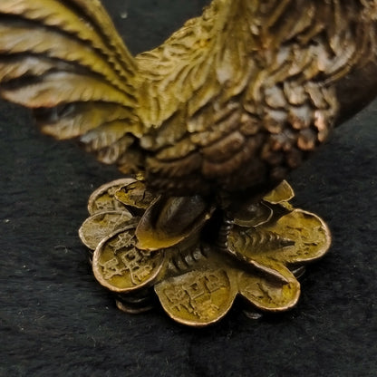 Antique Bronze Money Chicken Tea Pet Statue Ornament Chinese