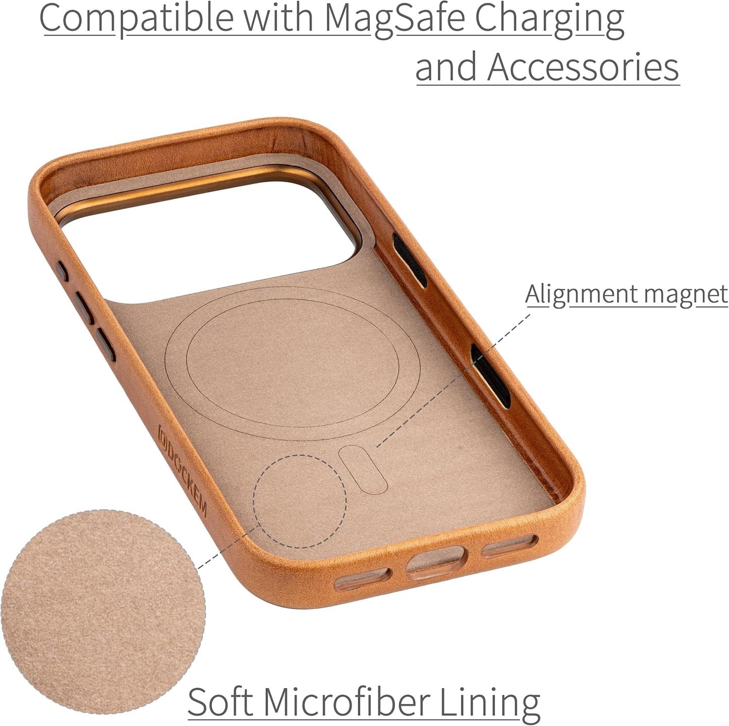 Genuine Leather Case for Iphone 17 Pro Compatible with Magsafe, with Capacitive