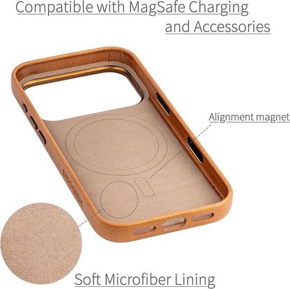 Genuine Leather Case for Iphone 17 Pro Compatible with Magsafe, with Capacitive