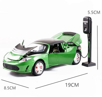 1:24 Tesla Roadster Cabrio Druckguss Modell Auto Sound und Licht Kinder Spielzeug Geschenk-