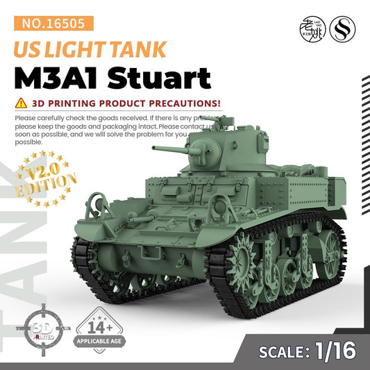 SSMODEL SS16505 1/16 Military Model Kit US M3A1 Stuart Light Tank