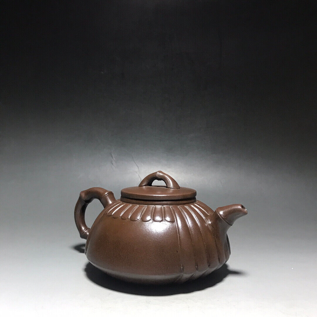 Chinese Yixing Zisha Clay Handmade Exquisite Teapot（扁竹 底款：顾景舟）