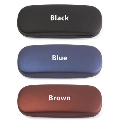 NEW Clam Shell Hard Eyeglasses PU Glasses Case Black w/Microfiber Cleaning Cloth