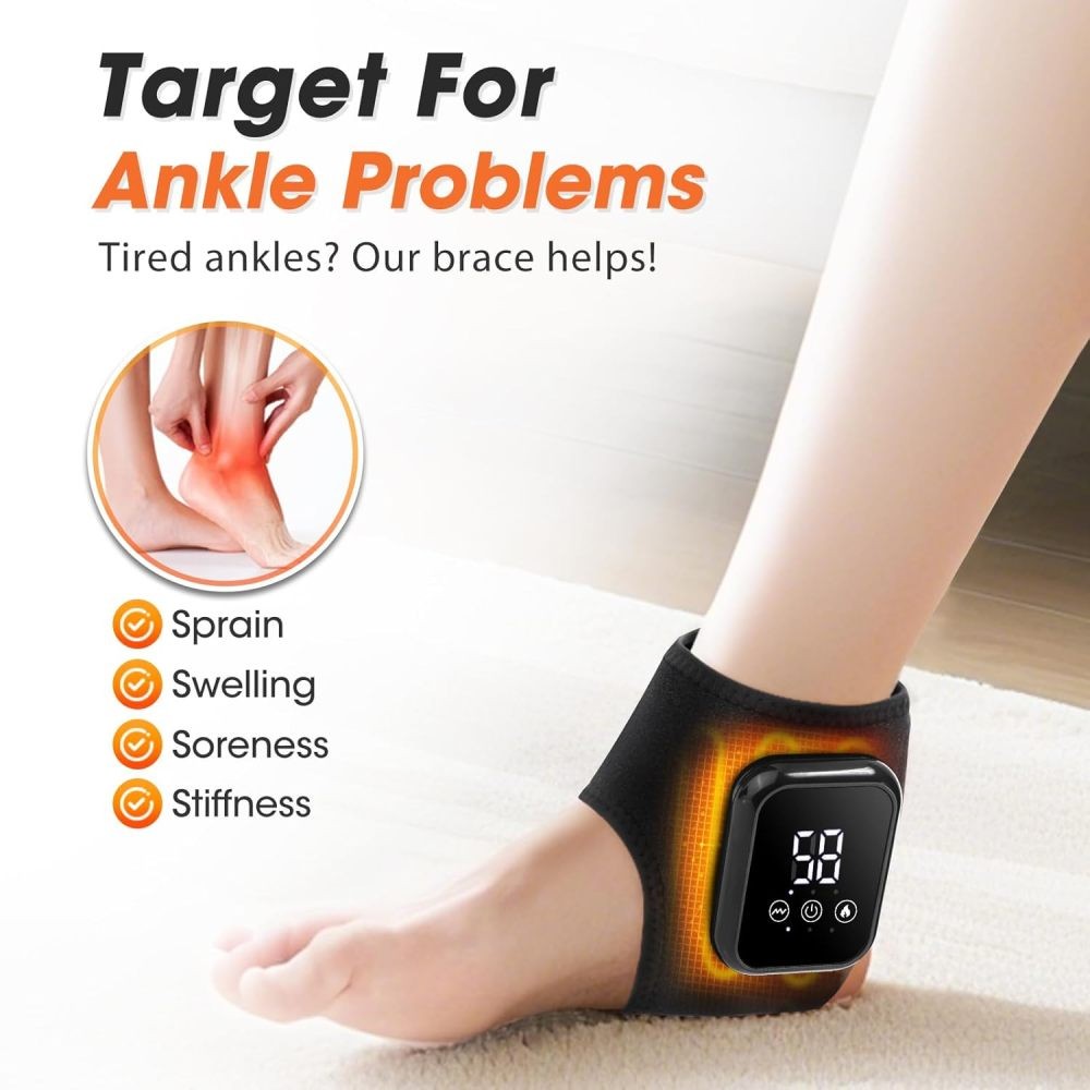 Electric Foot Ankle Massager Relieve Ankle Pain 3 Heat Levels, 3 Vibration Modes