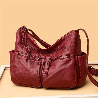 Leather Handbag Women Bags Shoulder Crossbody Bags Polyester Purse Bucket Shape