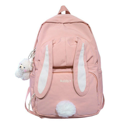 School Backpack Large Capacity Back Pack Nylon Cartoon Schoolbag Pink Blue White