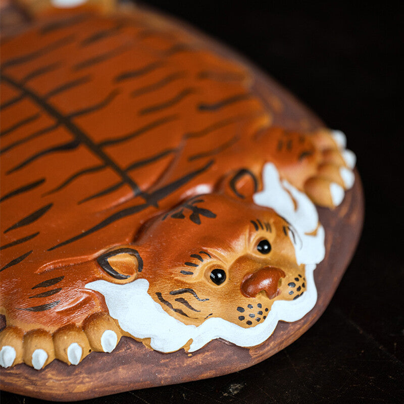 Handmade Tiger Carved Tea Tray Yixing Zisha Duan Clay Holder Mat For Tea Pot New
