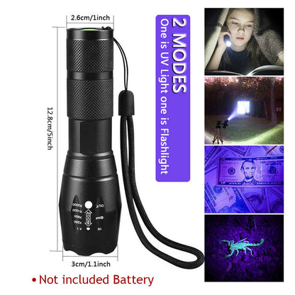 UV Flashlight Black Light Super Bright 120000lm Torch Ultra Violet Lamp LED
