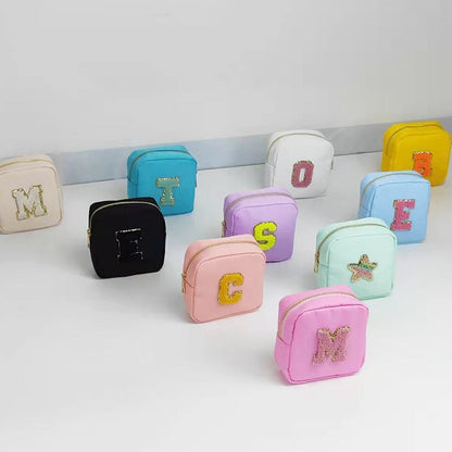 Mini Embroidery Patch Toiletry Pouch Waterproof Storage Nylon Travel Makeup Bag