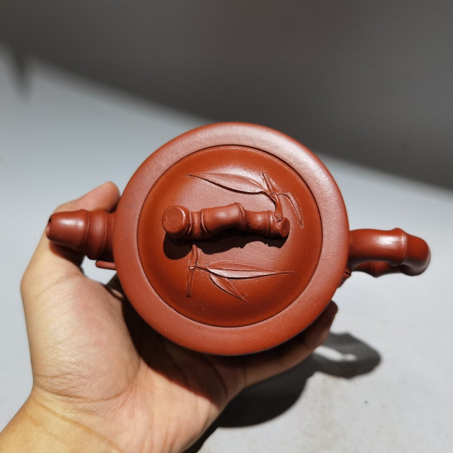 vintage chinese yixing purple clay teapot zisha ceremony bamboo teaware art