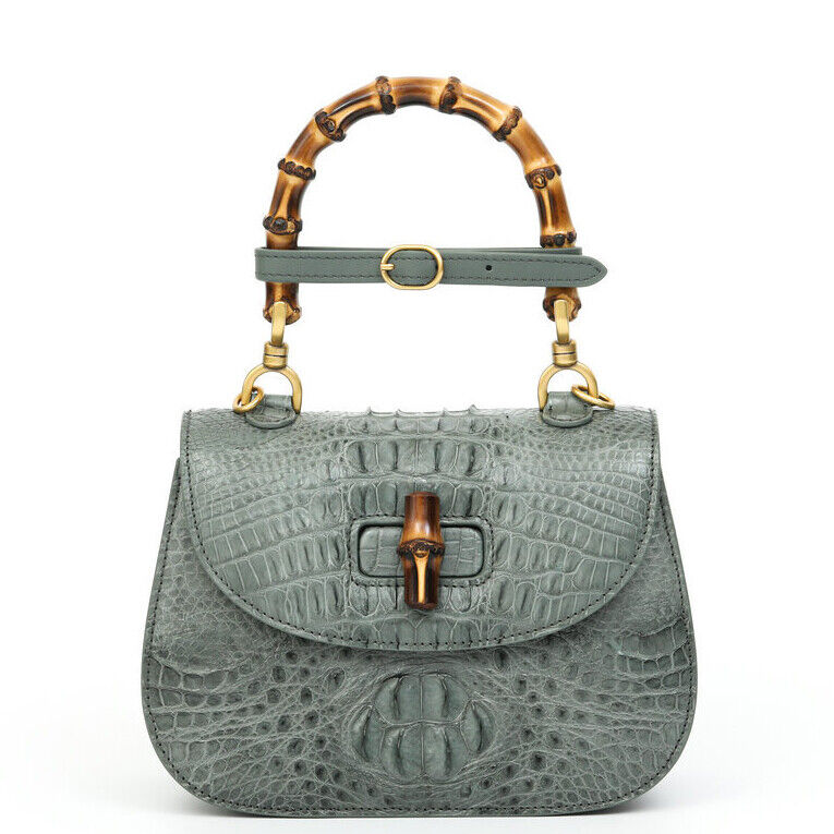 Women's Bamboo Small Handbag, Real CrocodileSkin Shoulder Bags