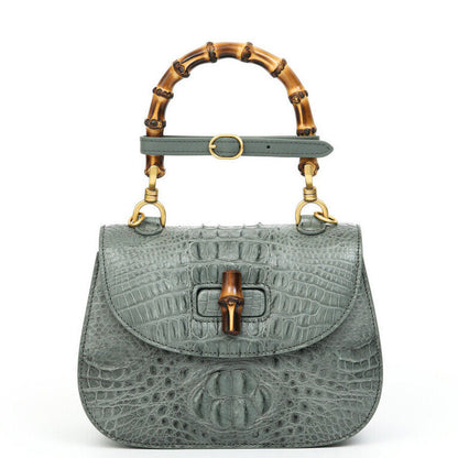 Women's Bamboo Small Handbag, Real CrocodileSkin Shoulder Bags