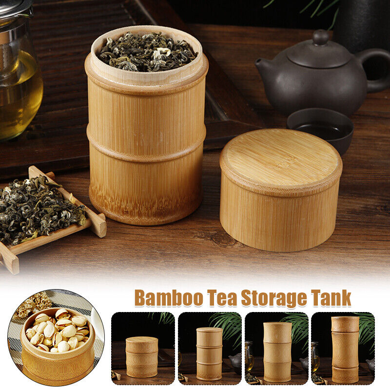 Bamboo Tea Storage Box Tea Canister Lid Seal Kitchen Storage Jars Accessories