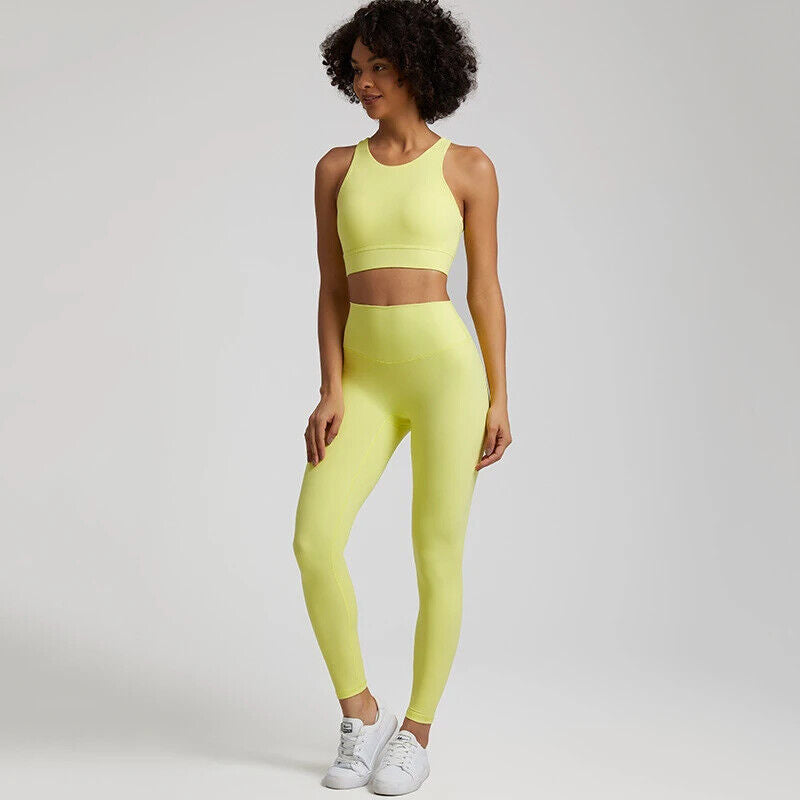 Yoga Set Women Gym Set Clothes 2pcs Running Suit Sports Leggings Pant Sportswear