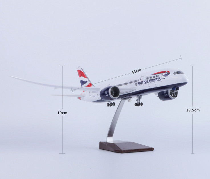 1:130 43CM BRITISH AIRWAYS BOEING 787 Airplane Landing Gear Resin Aircraft Model