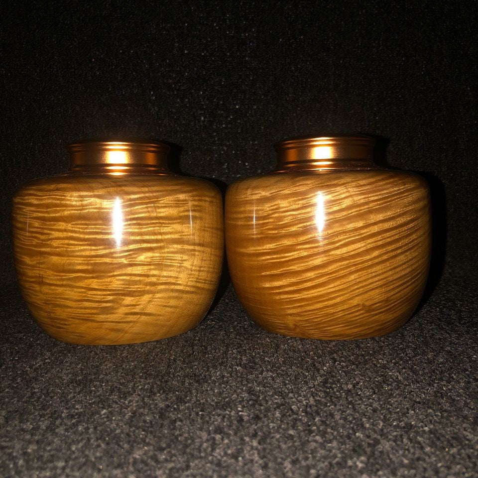 Golden Nanmu Tea Caddy Aluminum Double Lid Sealed Storage Jar Handmade