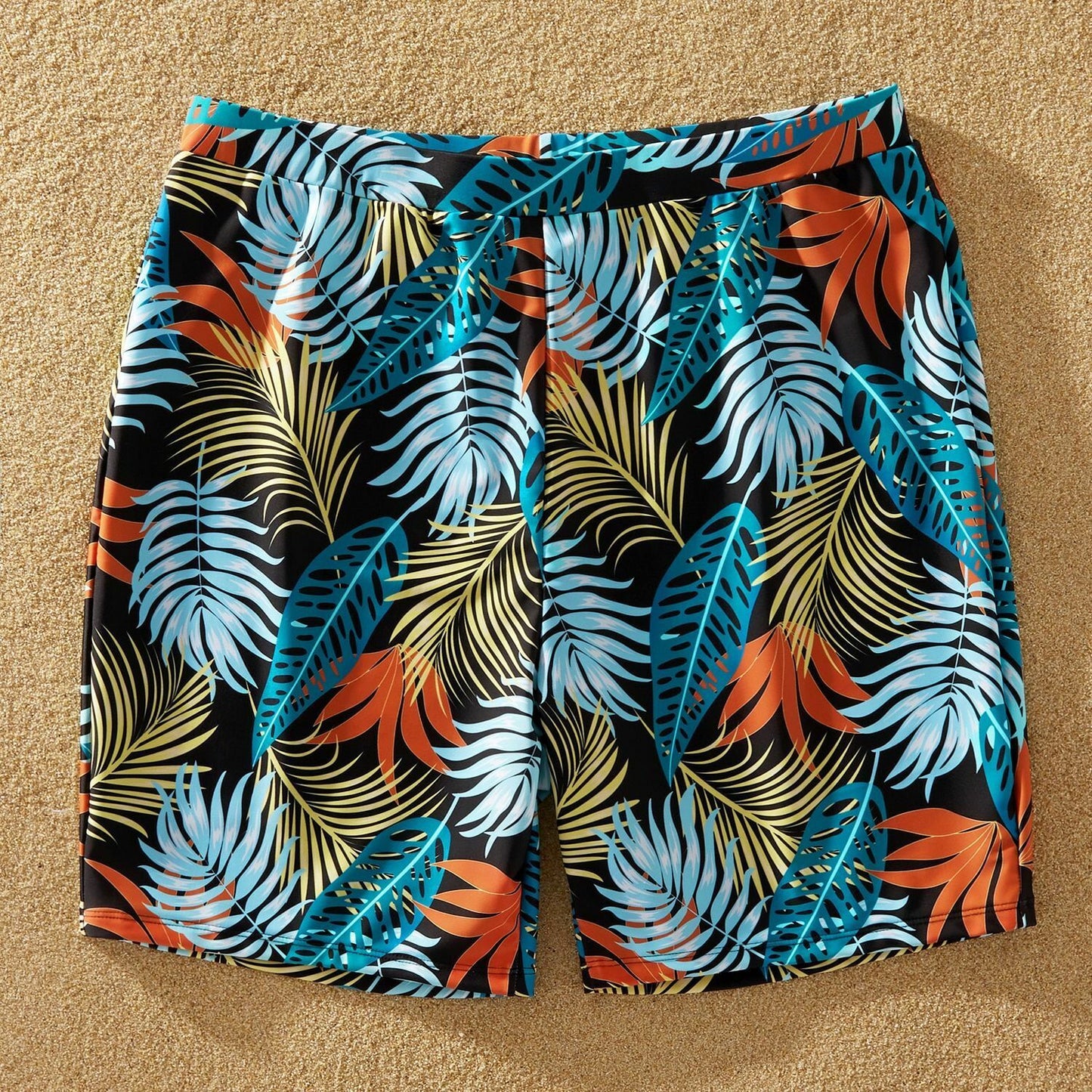 Summer Family Swimwear Solid Top Floral Print Shorts Matching Swimsuits Outfits