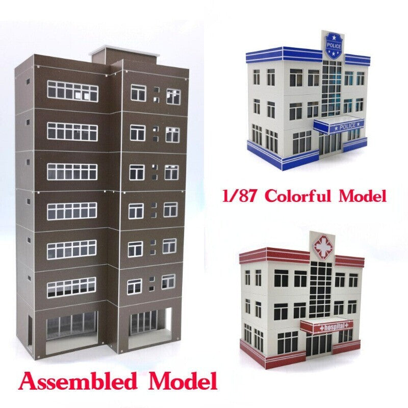 1:87 Building Model Police Station Assembly Building Scene Display Model