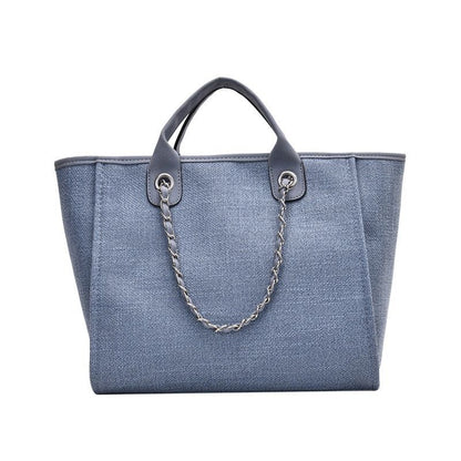 Casual Large Capacity Tote Chains Women Handbags Luxury Canvas Lady Shoulder Bag