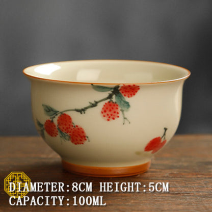 Flower and Bird Master Cup Tea Tasting Cup Ceramic Personal Cup Kung Fu Tea Set