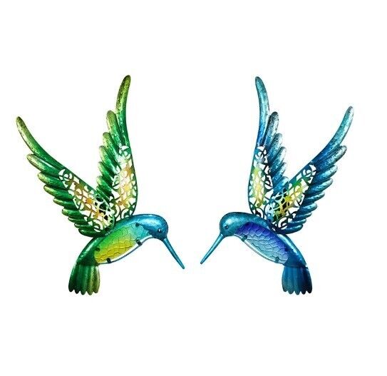 Hummingbird Wall Artwork 2Pcs Metal Home Statue Decoration Garden Yard Sculpture
