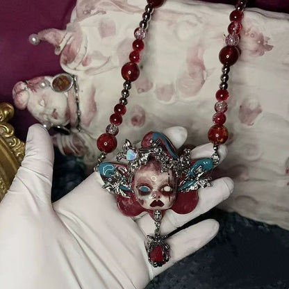Original Heavy Craft Doll Fantasy Metal Beaded Necklace Unique Design