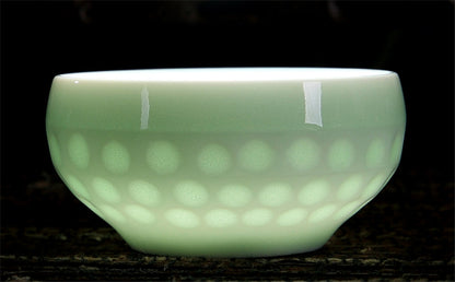 55ml Chinese Porcelain Tea Cup Ceramic Cup Lotus Carved Longquan Celadon Teacups