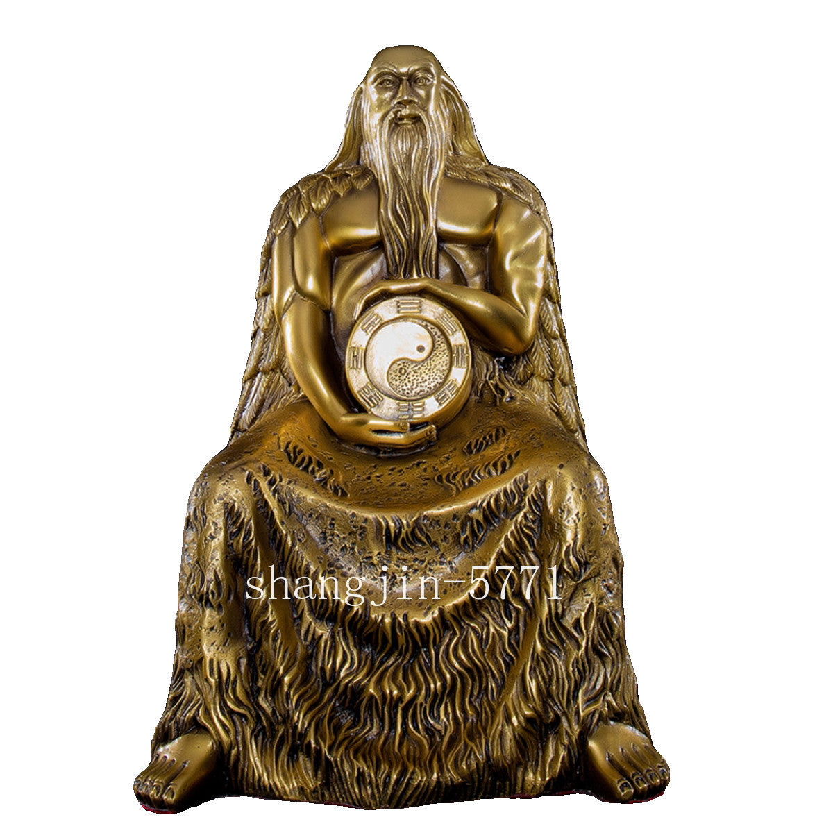 18cm Brass Fuxi Bronze Statue Bagua Ornaments Patriarch Offering Buddhist Temple