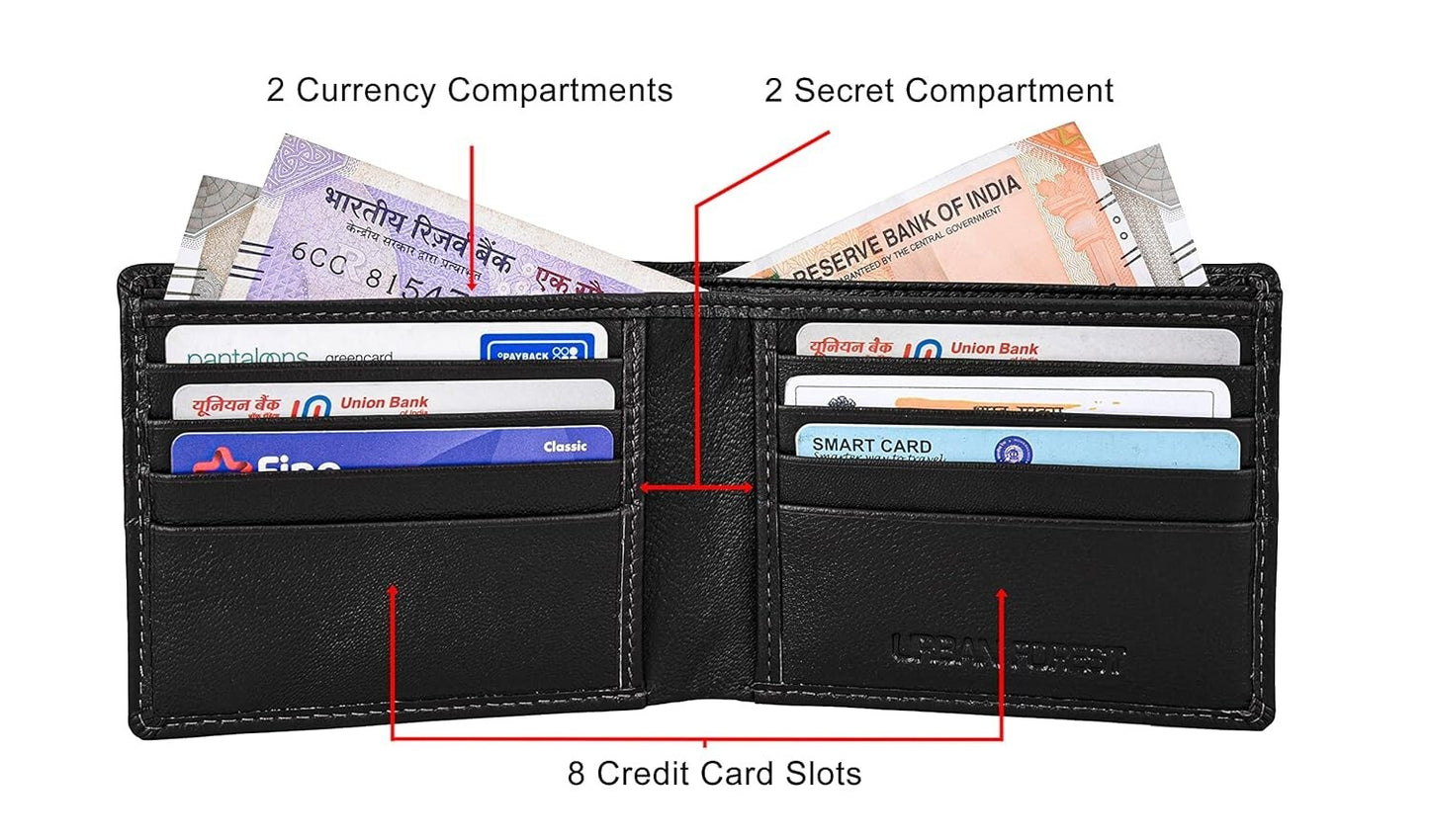 New Black Bi-Fold Leather Men's Wallet RFID Protection Gift Item