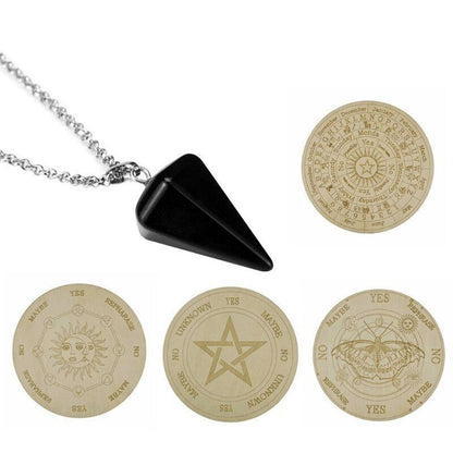 Meditation Board Divination Pendulum Star Sun Moon Healing Plate 25x0.3cm Wooden