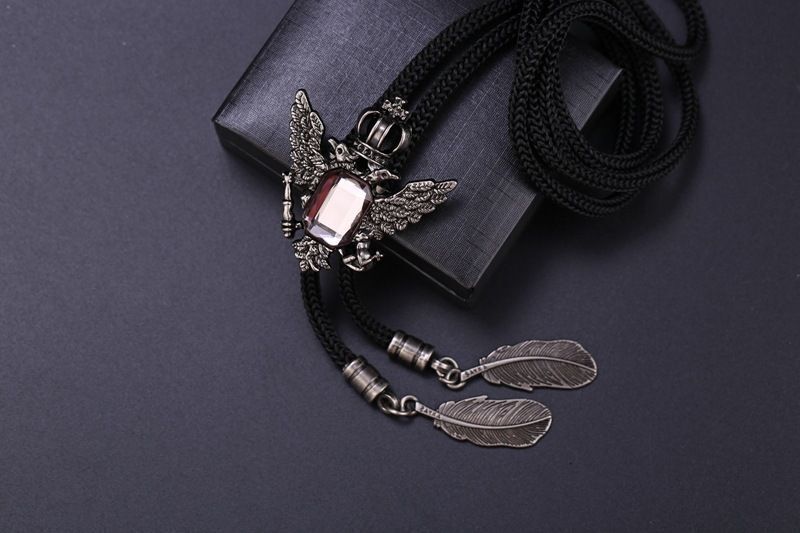 Men Bolo Tie Polyester Semi Precious Stone Pendant Suit Shirt Collar Accessories