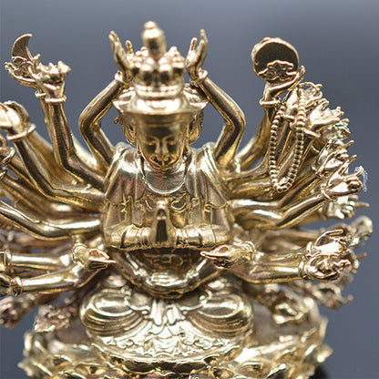 Thousand-hand Bodhisattva Brass Cundi Guanyin Bodhisattva Buddhism Statue Decor