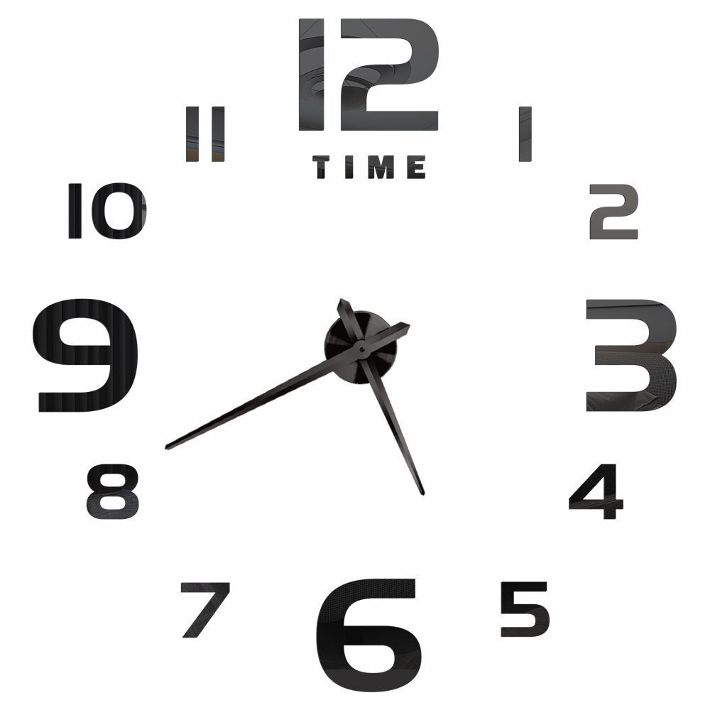 DIY Wall Clocks Acrylic Mirror Large 3D Frameless Home Living Room Decor 37-47In