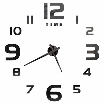DIY Wall Clocks Acrylic Mirror Large 3D Frameless Home Living Room Decor 37-47In