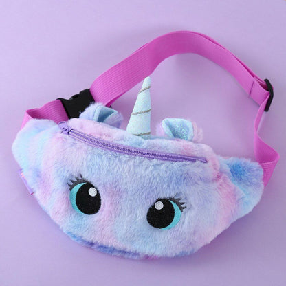 Children's Pack Unicorn Fanny Girls Waist Bag Plush Toy Belt Color Cartoon Purse