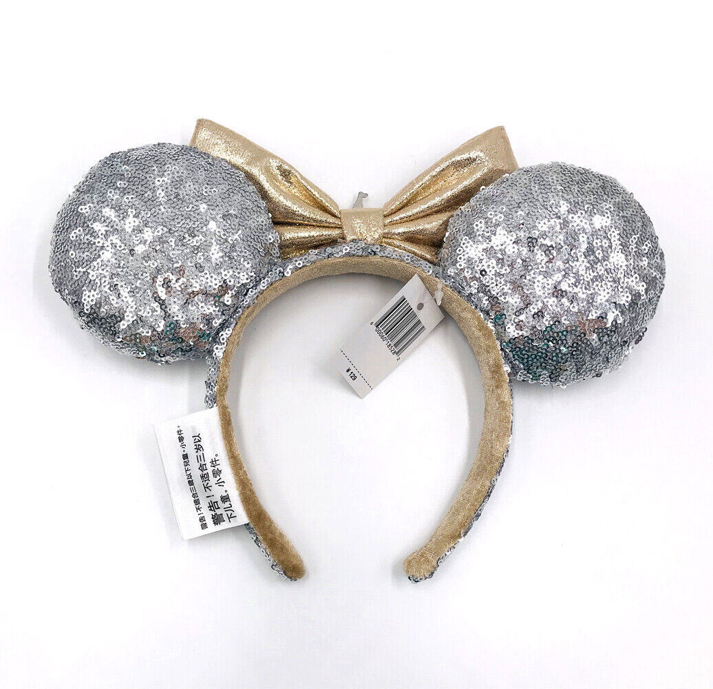 Castle Jewel Silver Sequins Disney Parks Minnie Ears Kids New Hat Bow Headband