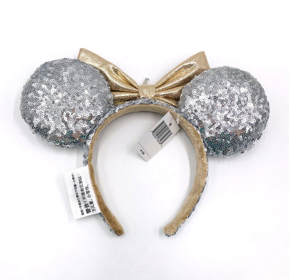 Castle Jewel Silver Sequins Disney Parks Minnie Ears Kids New Hat Bow Headband