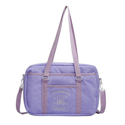 Shoulder Bag Corduroy Shopper Cartoon Embroidered Bear Letter Handbag 35*10*25CM