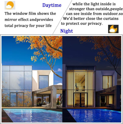 One Way Mirror Privacy Window Glass Film For Office Bedroom Bathroom Home DIY