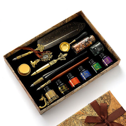 Wax Stamps Seal Feather Dip Quill Ink Gift Calligraphy Sealing Kits 2 3 Pen Sets