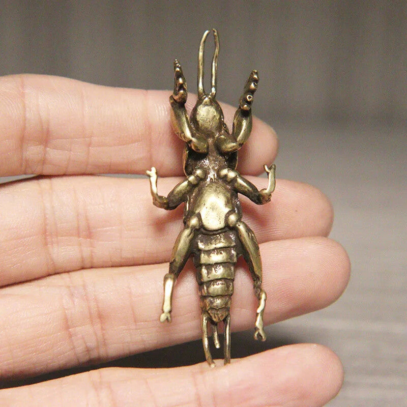 1PC Insect Mole Cricket Figurines Tea Pet Desktop Ornament Vintage Brass