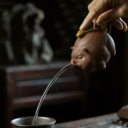 Full Handmade Tea Pot Pig Design Artware Real Yixing Zisha Master Pot 7 Holes