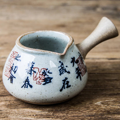 Chinese Ancient Calligraphy Pottery Fair Cup Vintage Tea Mugs Teacup Teaware