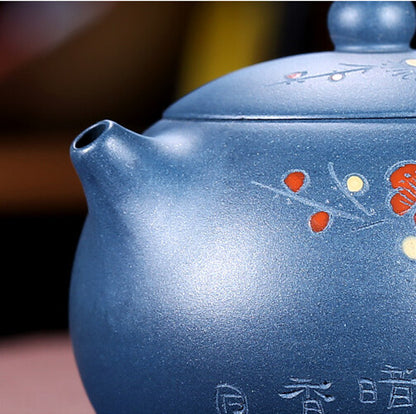 Wintersweet Carved Xishi Pot Real Yixing Zisha Republic Green Clay Tea Pot China