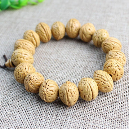 Wild Peach Core Bead Bracelet Brain Pattern Peach Buddhist Mala Prayer Jewelry