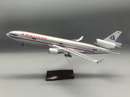 47CM 1:130 American MD-11 Plane Led Sound-controlled Light Resin Aircraft Model