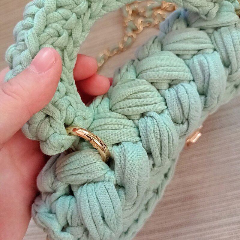 Knitting Bag Woolen Yarn Handmade Woven Handbag Square Crochet Purse 18*5*13 CM
