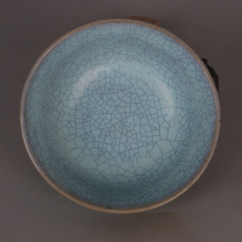 5.5"inch China Porcelain Ru Kiln Lotus Cyan Bowl Tea Set