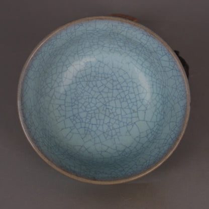 5.5"inch China Porcelain Ru Kiln Lotus Cyan Bowl Tea Set