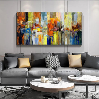 Colorful Abstract Textured Oil Painting on Canvas Geometric Painting Wall Art